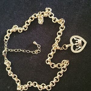 Habdcraftex Goldtone heart crown necklace